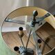 Lucien Gau tulip table lamp in patinated metal with green shade
