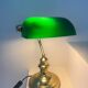 Former banker lampshade in opaline green brass lamp