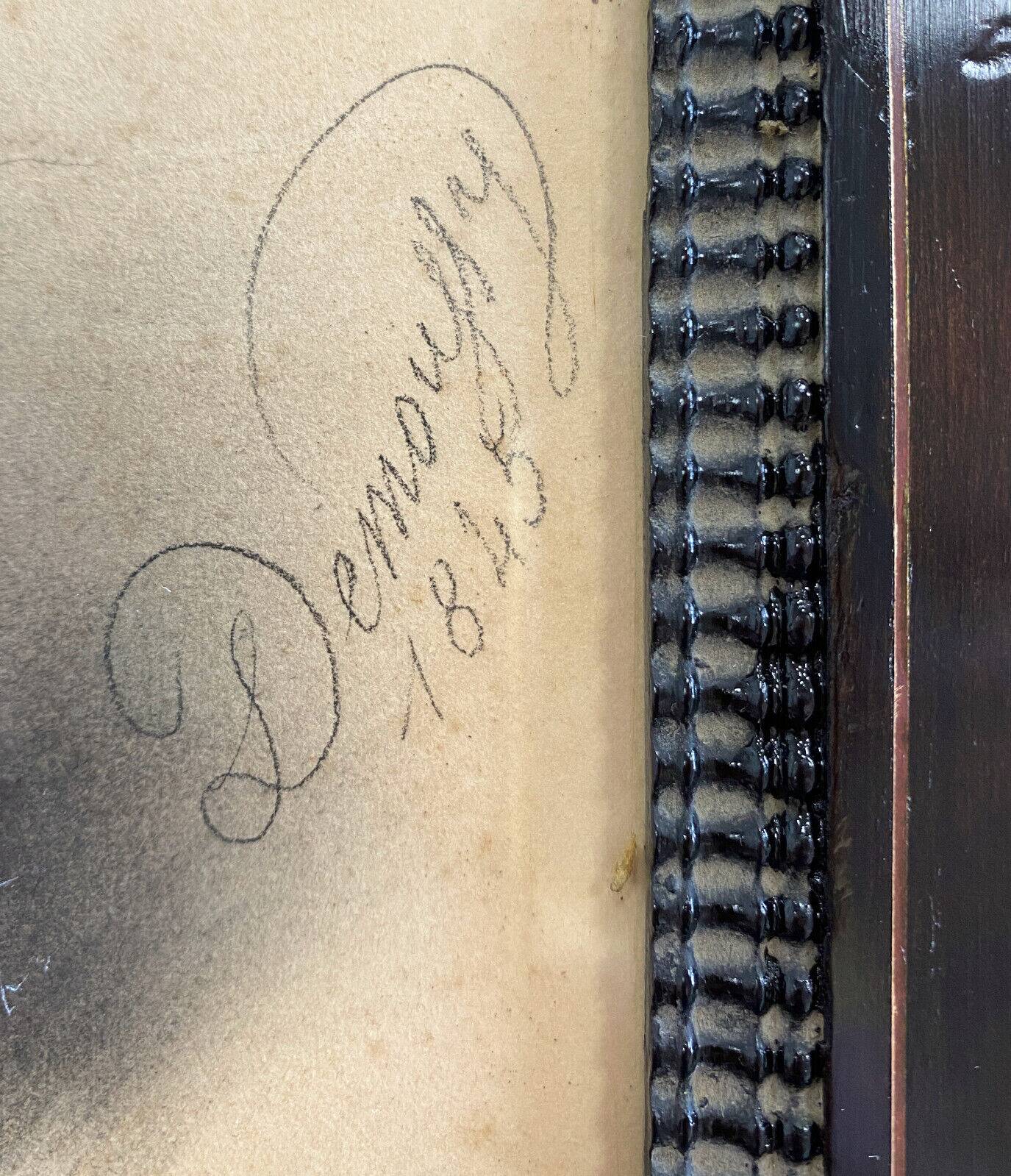 Painting drawing "portrait of a woman" 1845 by augustin-luc demoussy (1809-1880)