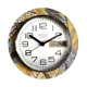 Clock formica vintage round silent wall clock "Kiplé yellow brown"
