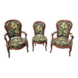 Set of Louis XV armchairs in molded walnut