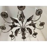 Lustre contemporain en fer forgé florentin brun-argent