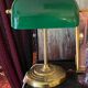 Notary desk lamp, banker, tilting green opaline library