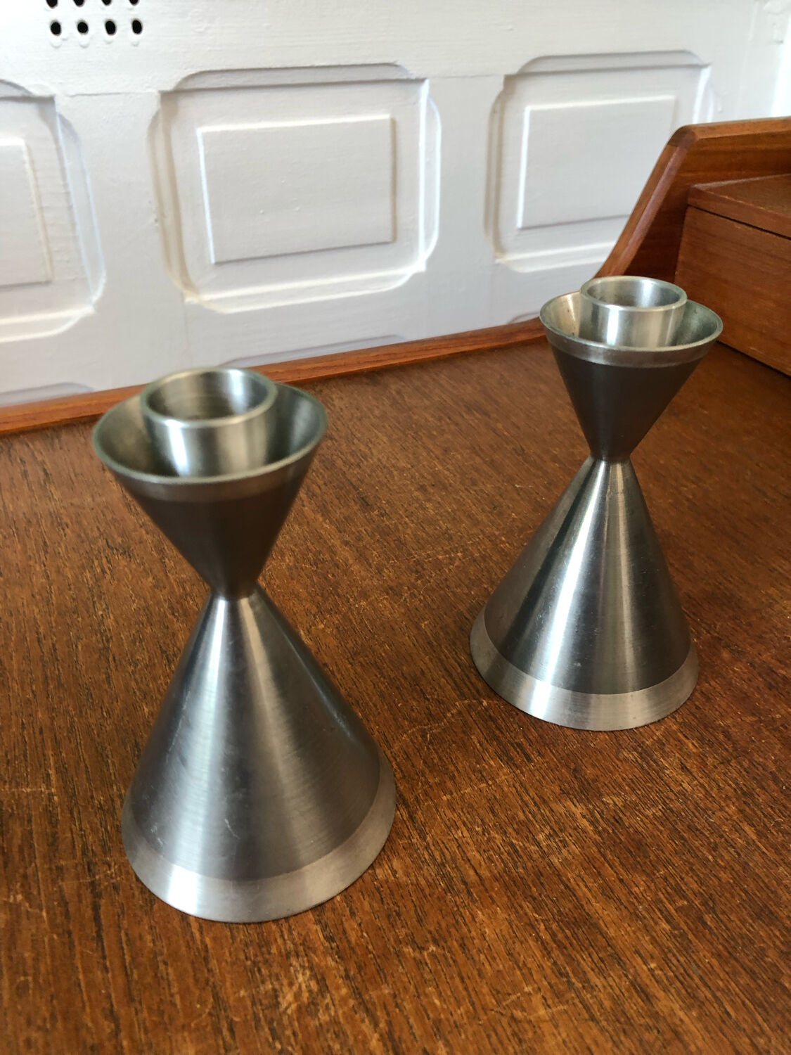 Pair of Scandinavian candle holders by Gjutet Tenn 1960