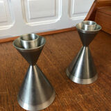 Pair of Scandinavian candle holders by Gjutet Tenn 1960