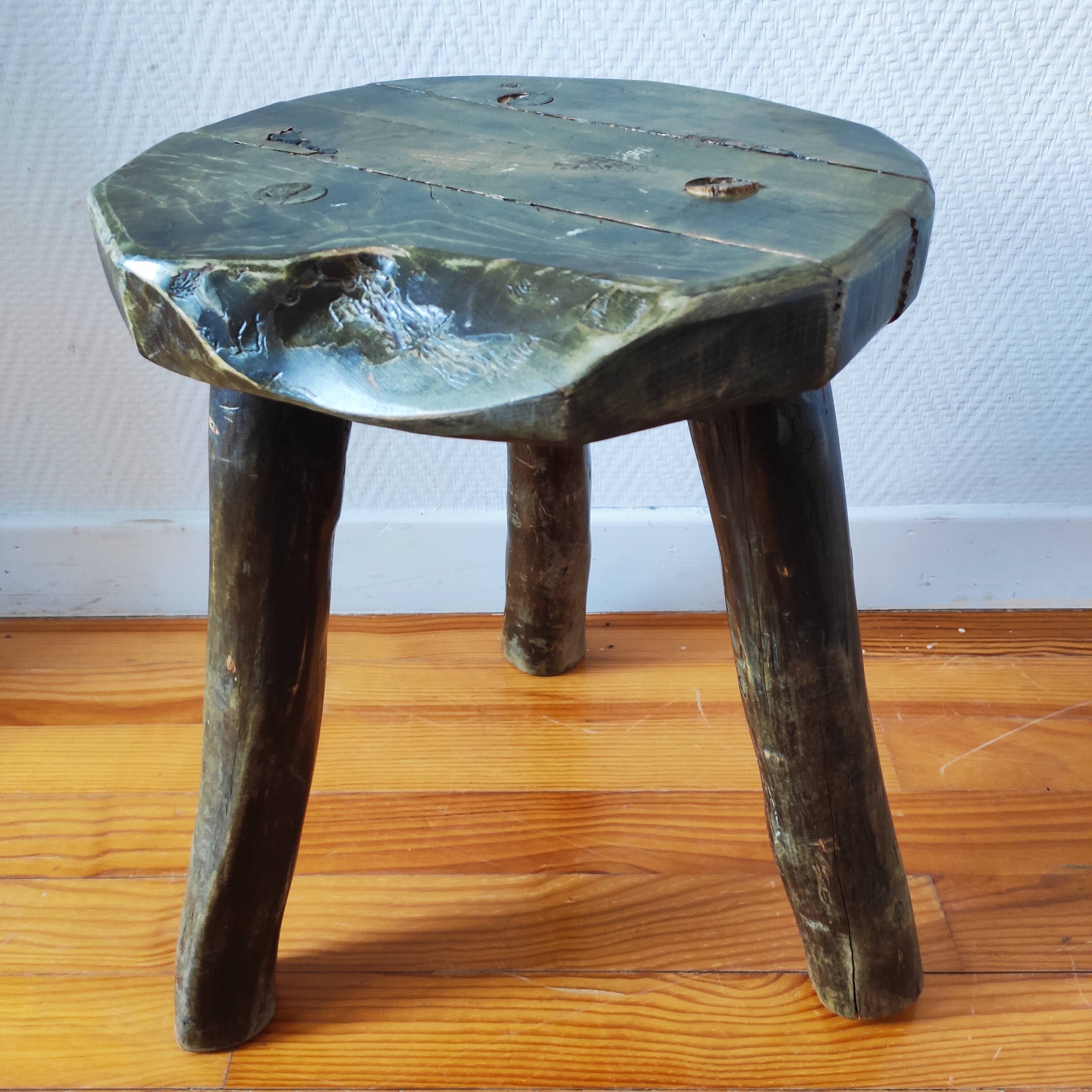 Tripod stool Brutalist Folk art