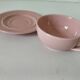 Cup and saucer Salins France in powdered pink earthenware – 1950s-60s