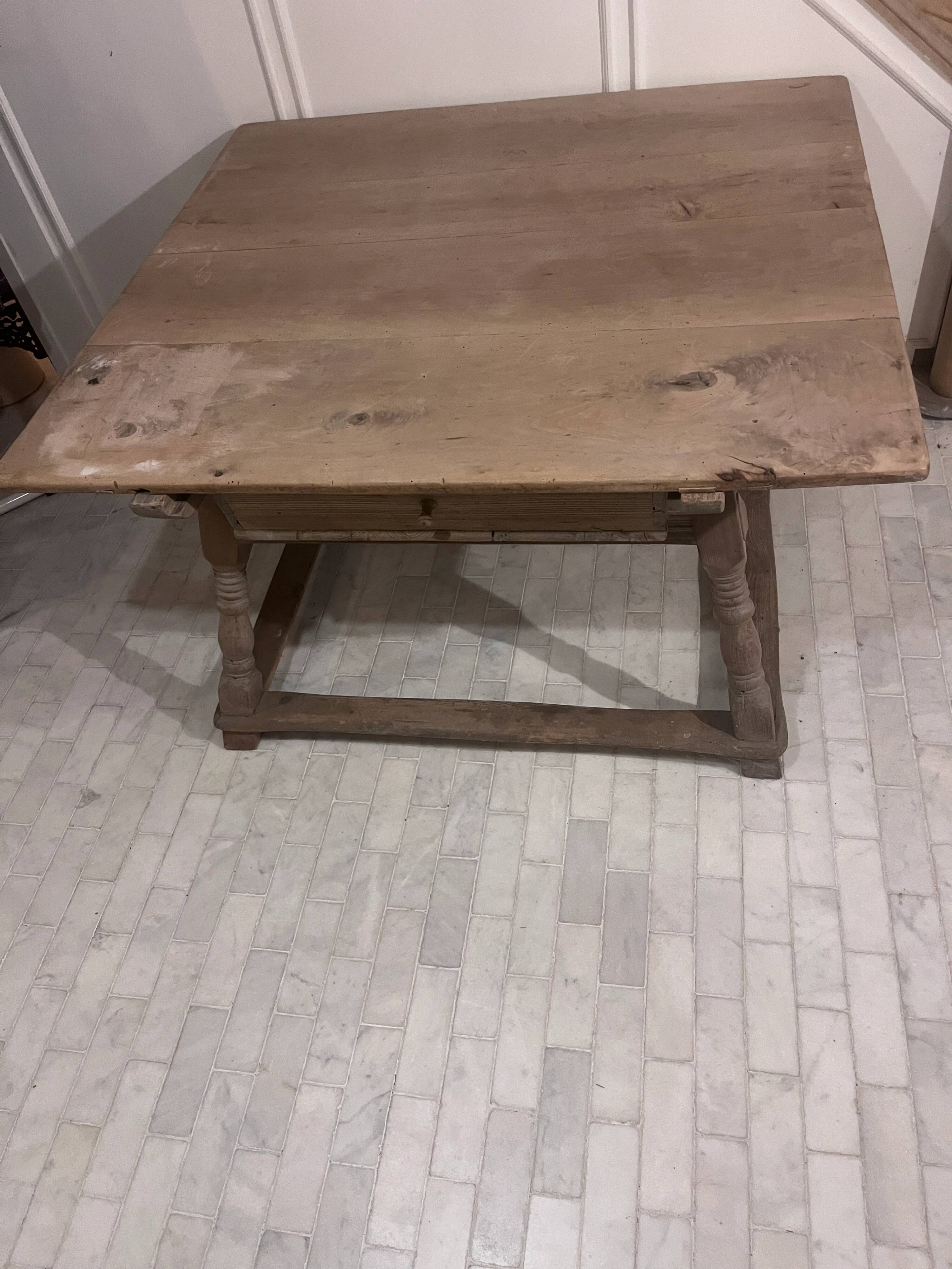 19th-century antique merchant's payment table made of solid wood.