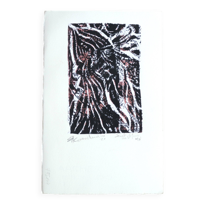 Sérigraphie originale abstraite noir blanc rose, Epreuve d'artiste signée