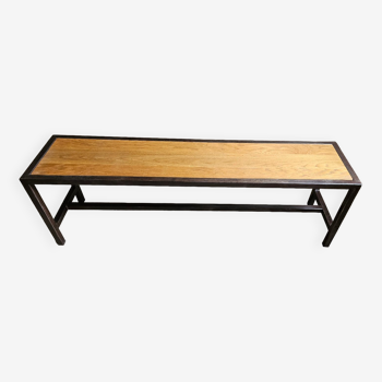 Metal and oak bench