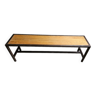 Metal and oak bench