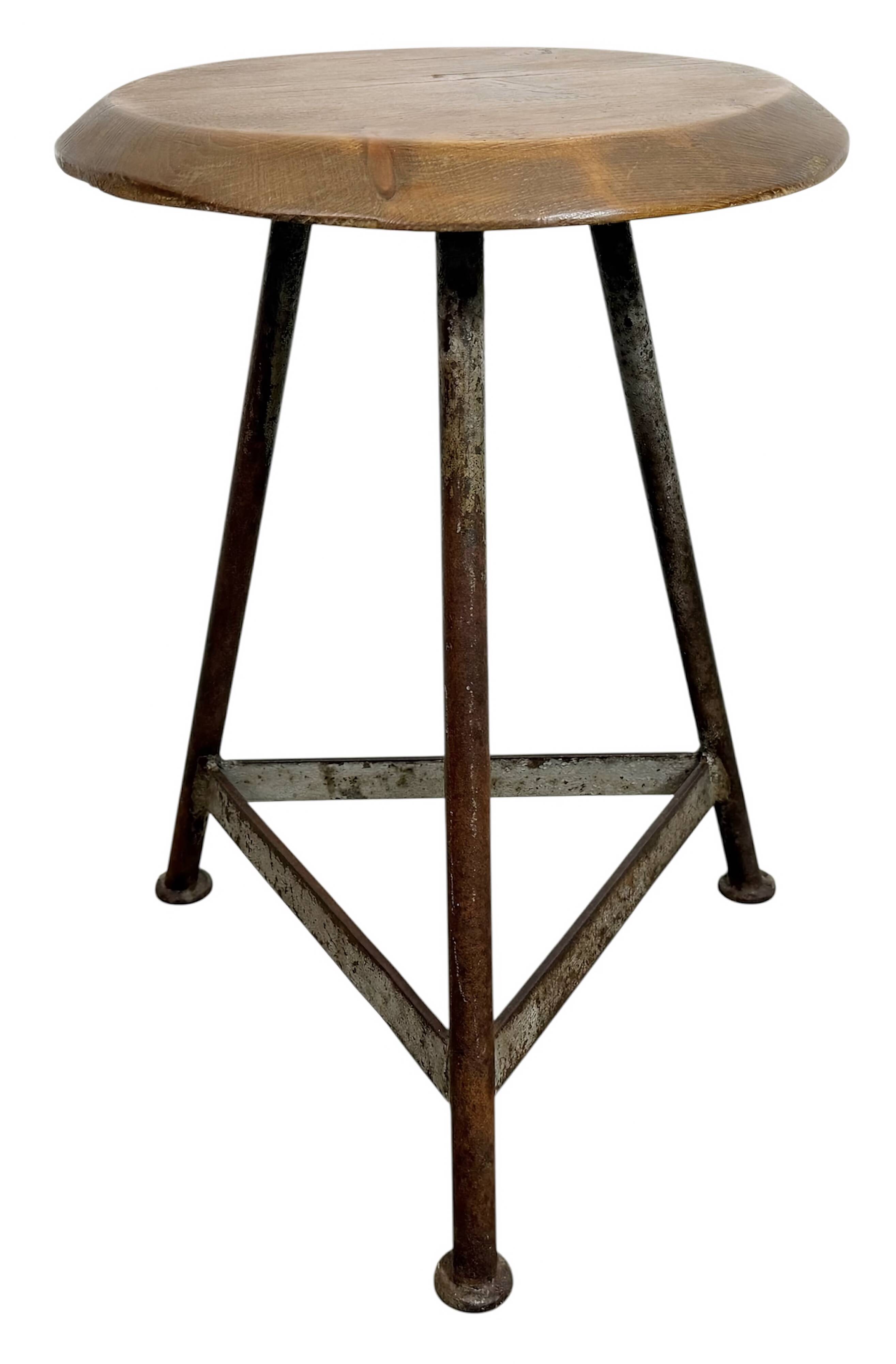 Tabouret d'atelier industriel gris, années 1960