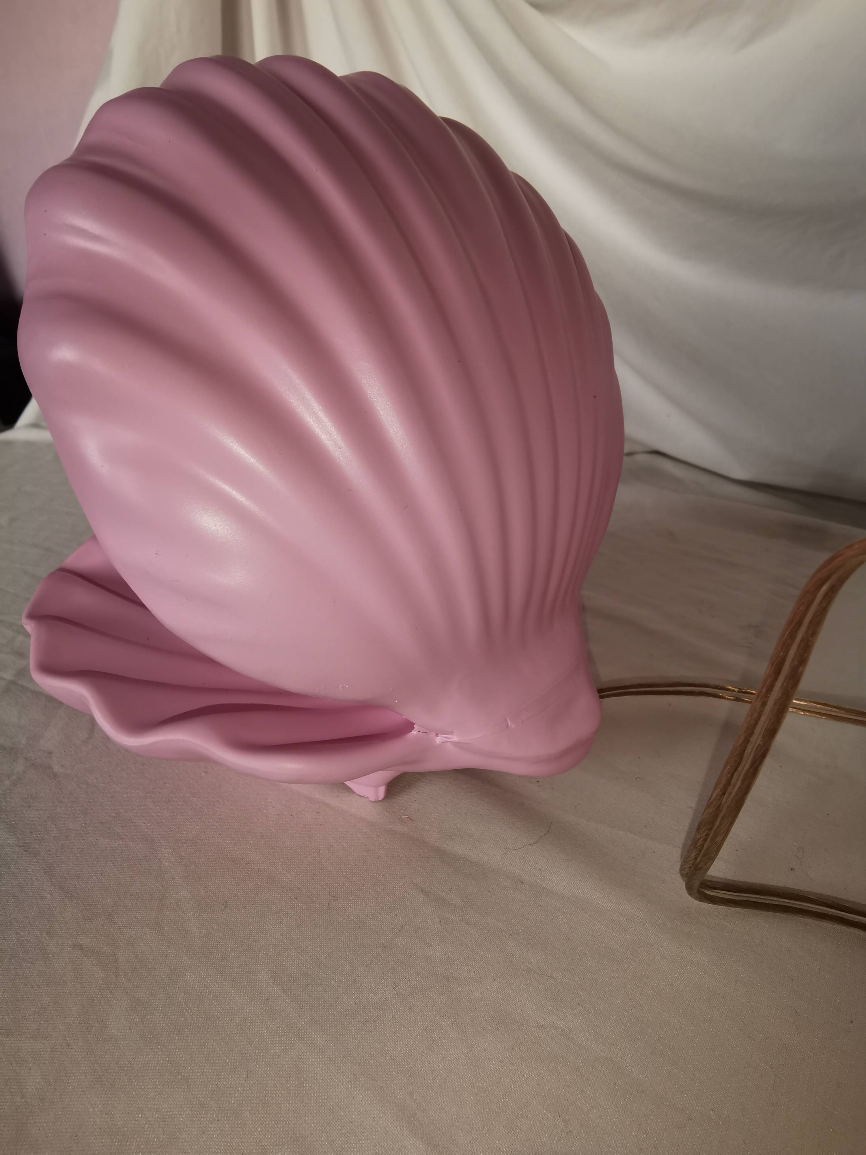 Pink shell and opaline pearl lamp, Saint-Jacques, France, 1970