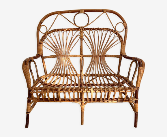 Vintage rattan bench