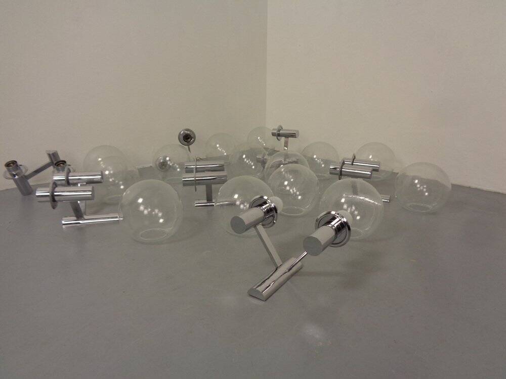 Chromed Glass Wall Lamp from OTT International, 1960s