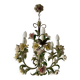 Vintage Italian chandelier in porcelain and tin from the 1950s.