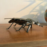 Vintage insect ashtray in gold metal