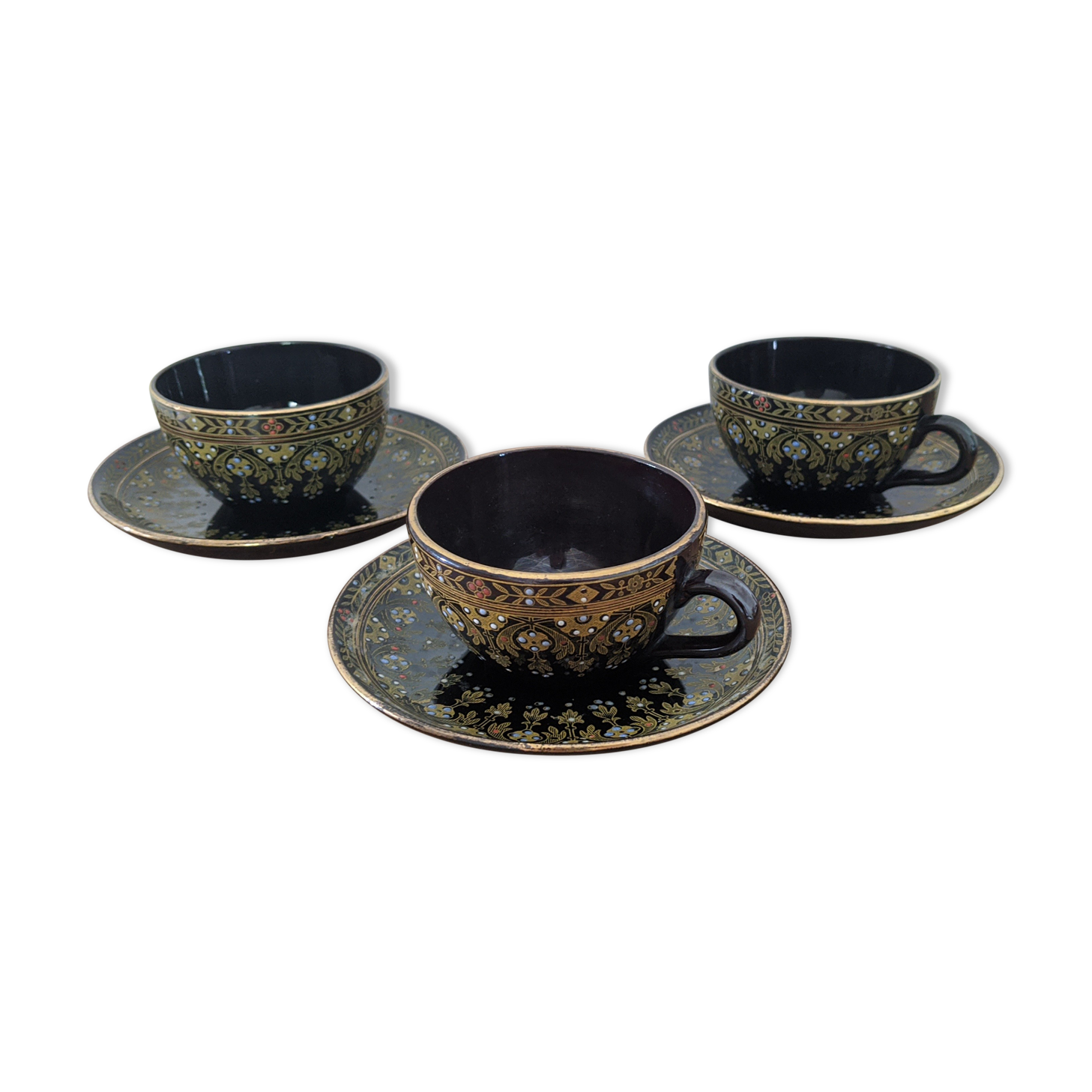 Trio of Sarreguemines cups