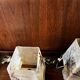 Pair of granite lamps with resin lampshades
