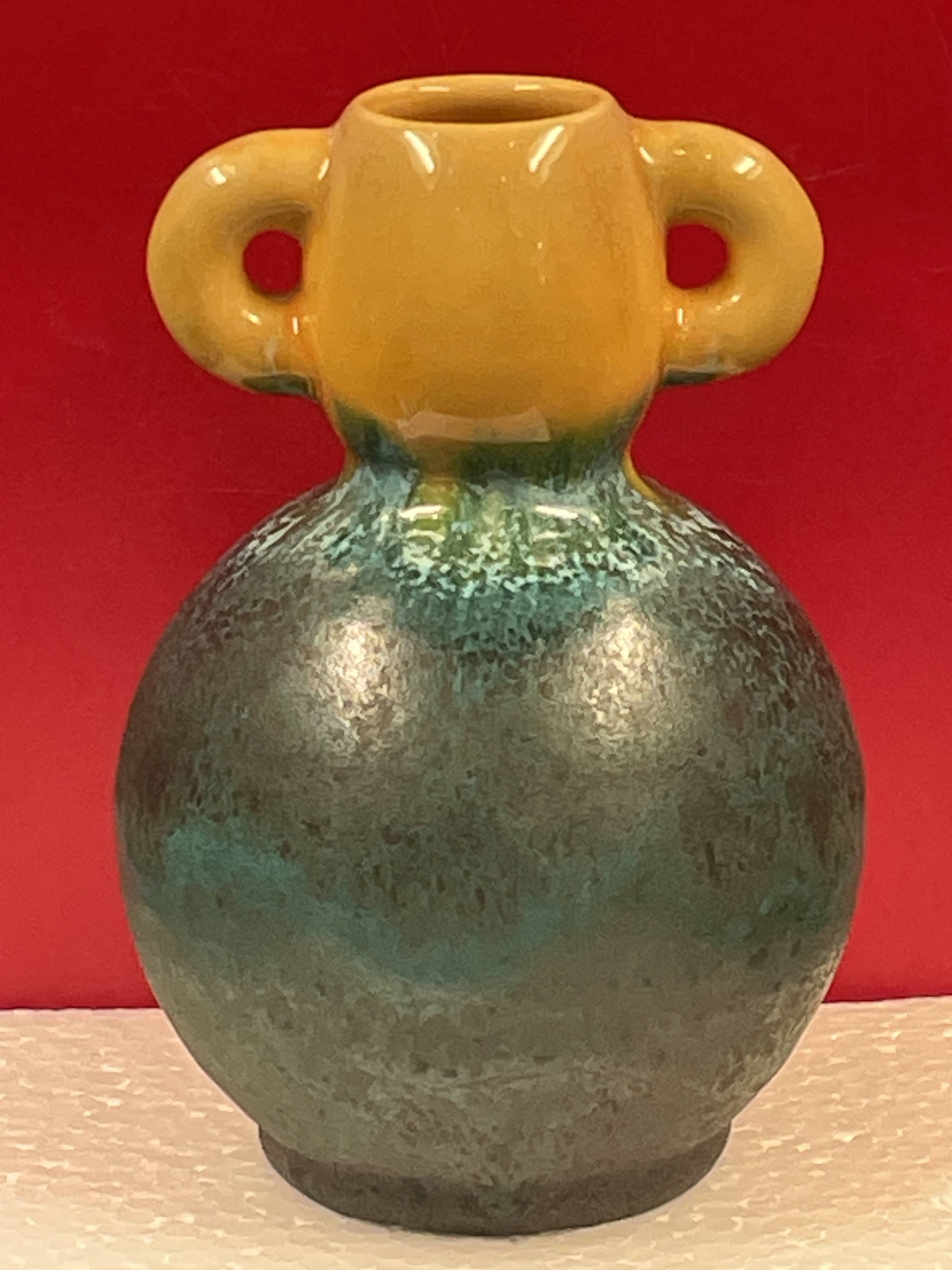 Accolay ear vase Ceramic Turquoise Blue & yellow 17 cm