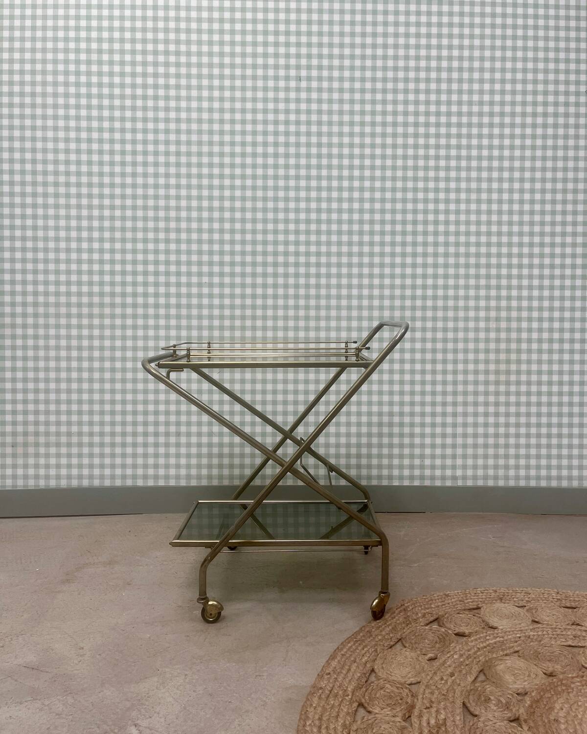 Vintage brass and glass serving trolley