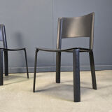 Vintage black leather dining chairs, Italy, 1980s