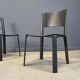 Chaises de salle à manger vintage en cuir noir, Italie, années 1980.