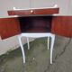 old bedside table in wood and white
