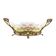 Art Nouveau ceramic platter with glazed golden finish in decorative metal frame, European