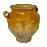 Pot à confit ancien français à glaçure jaune