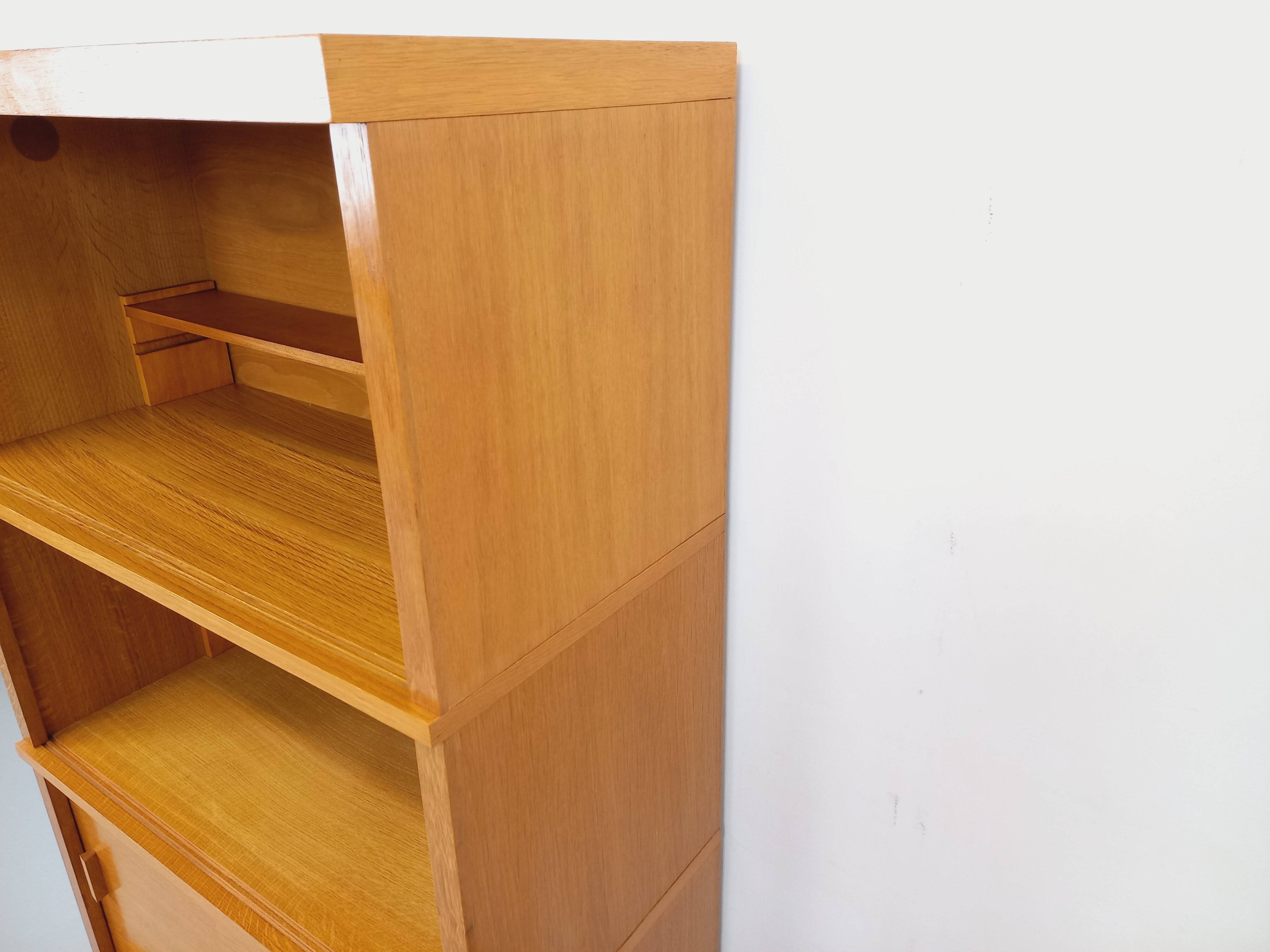Vintage oak storage bookshelf from the 1960s.