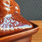 Vintage Rabbit Terrine in Glazed Ceramic - Brown Barbotine