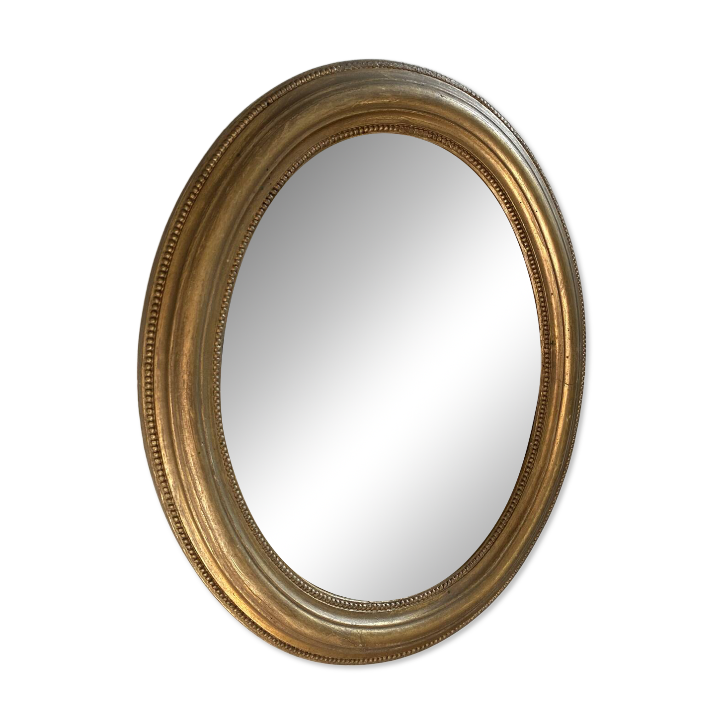 Oval mirror in gilded wood, Napoleon III style.