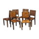 6 chairs brutalist 50s leather and wood