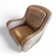 2 fauteuils en cuir marron édités par Natuzzi, années 1980