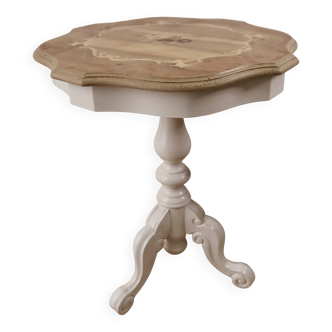 Guéridon blanc/bois