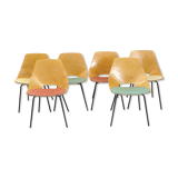 Pierre Guariche set of 6 Tonneau chairs, Steiner, 1960.
