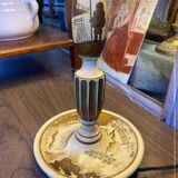 Wooden candle holder transformed into a lamp