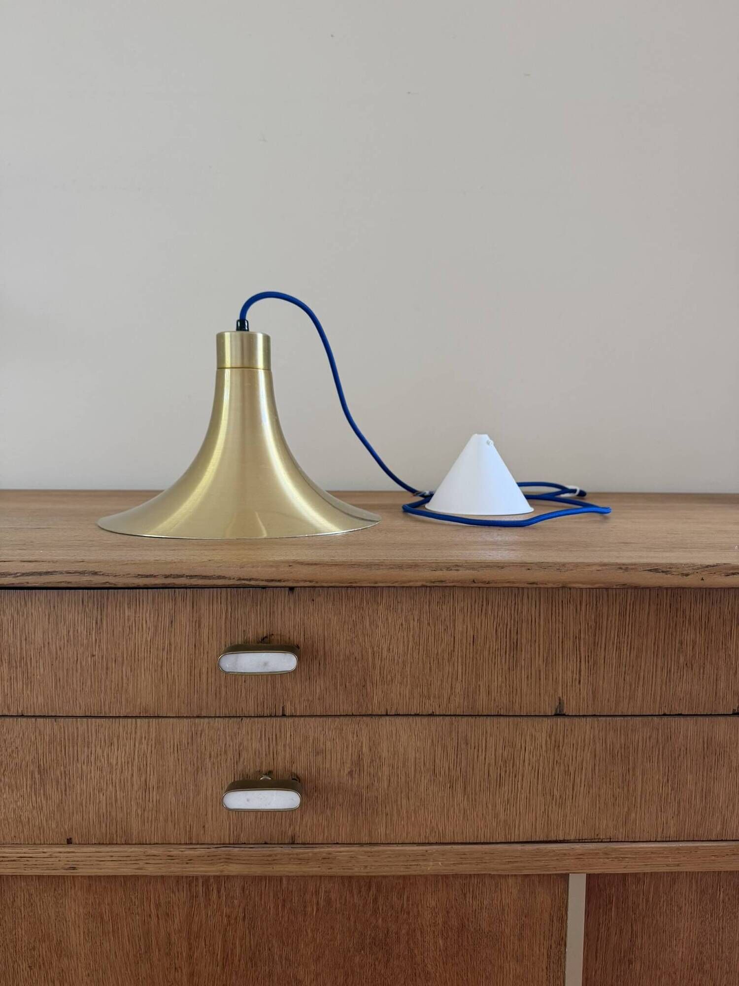 Vintage Danish design lamp in style of Semi pendel - Golden space age lamp