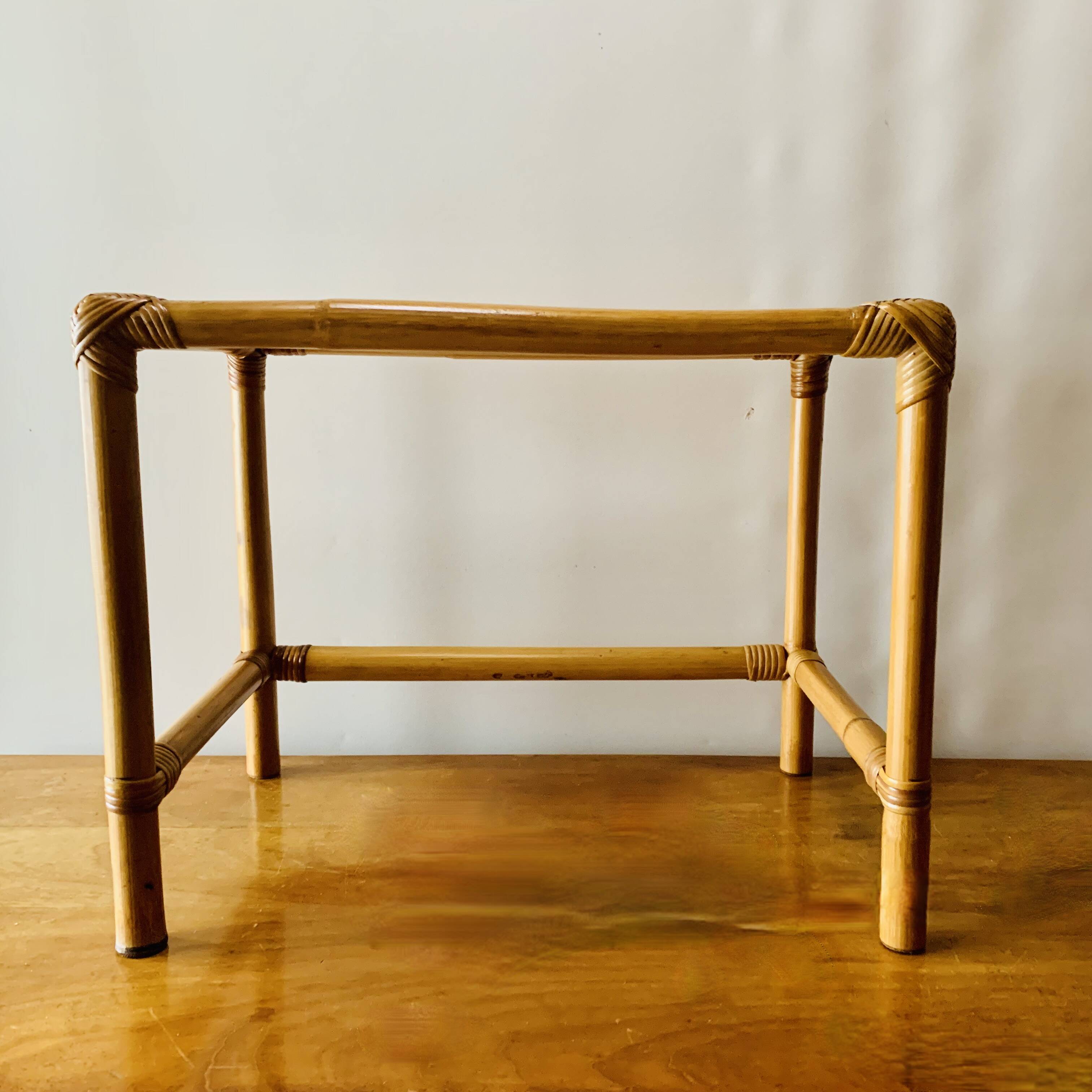 Vintage bamboo and smoked glass side table - end table