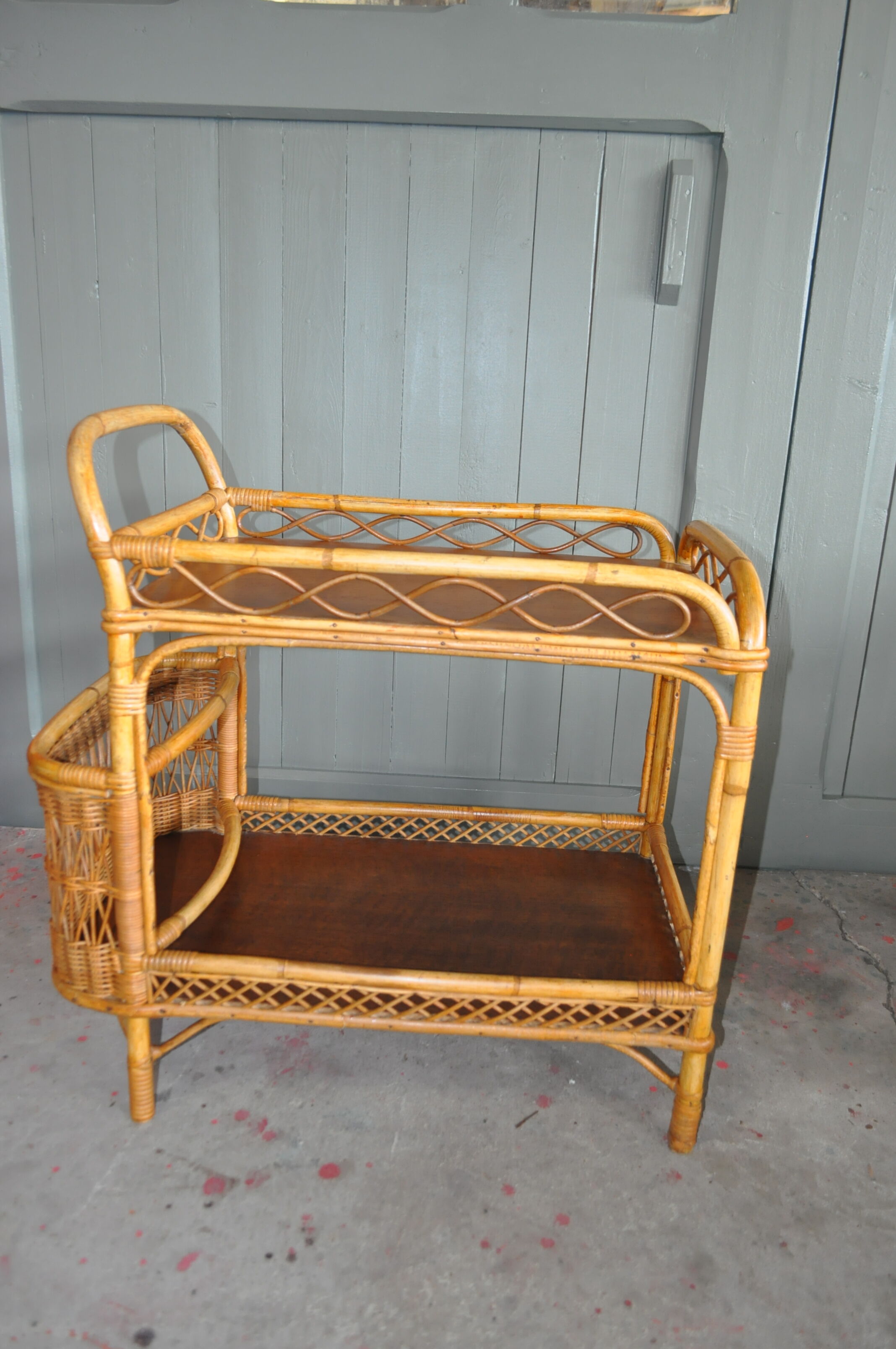 Rattan service trolley