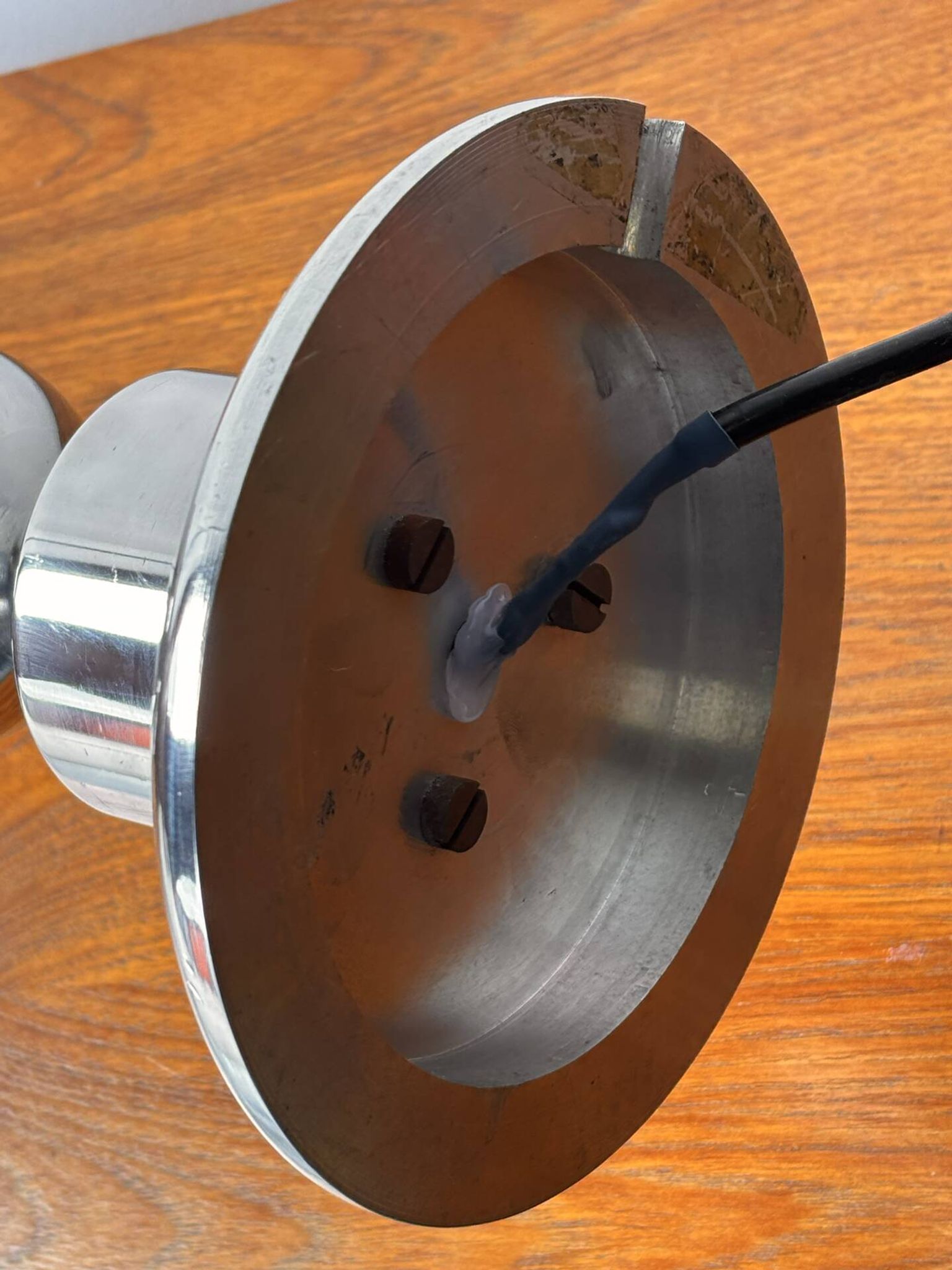 Mid-century Scandinavian sculptural lamp chrome 1970