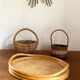 Oval tray made of rattan and bamboo from the 1970s