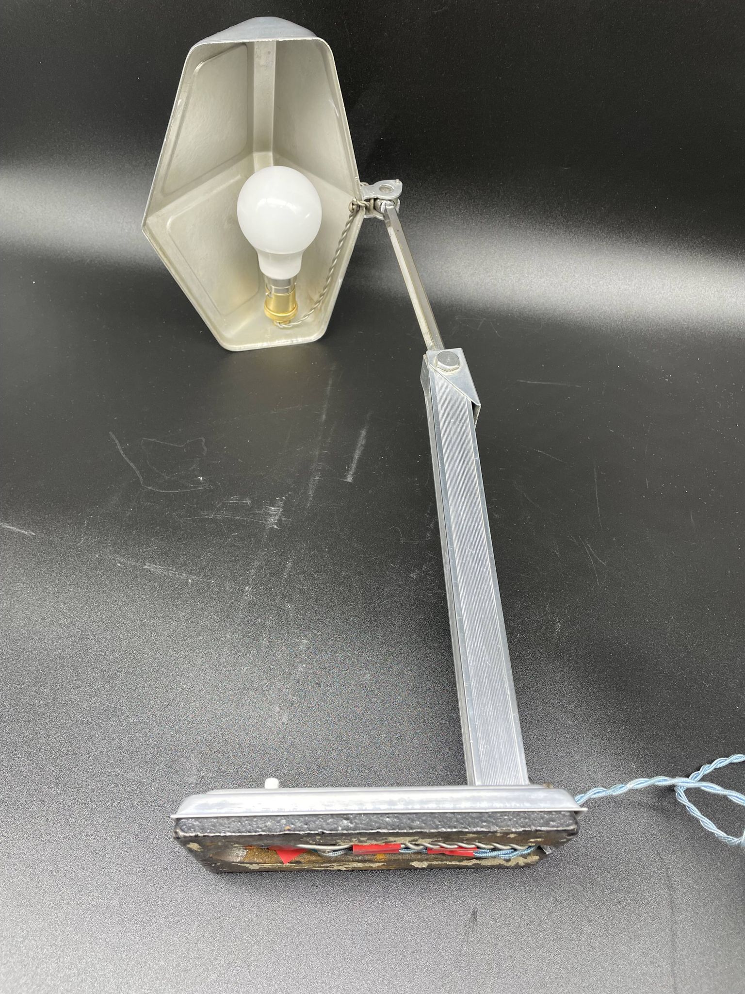 Vintage Pirouett France lamp, Art Deco, model patented in 1940, aluminum