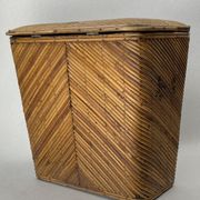 Pencil reed rattan bamboo chest or trunk, 1950s-1960s