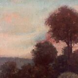 Tableau HST "Twilight Countryside" signed (?) + frame