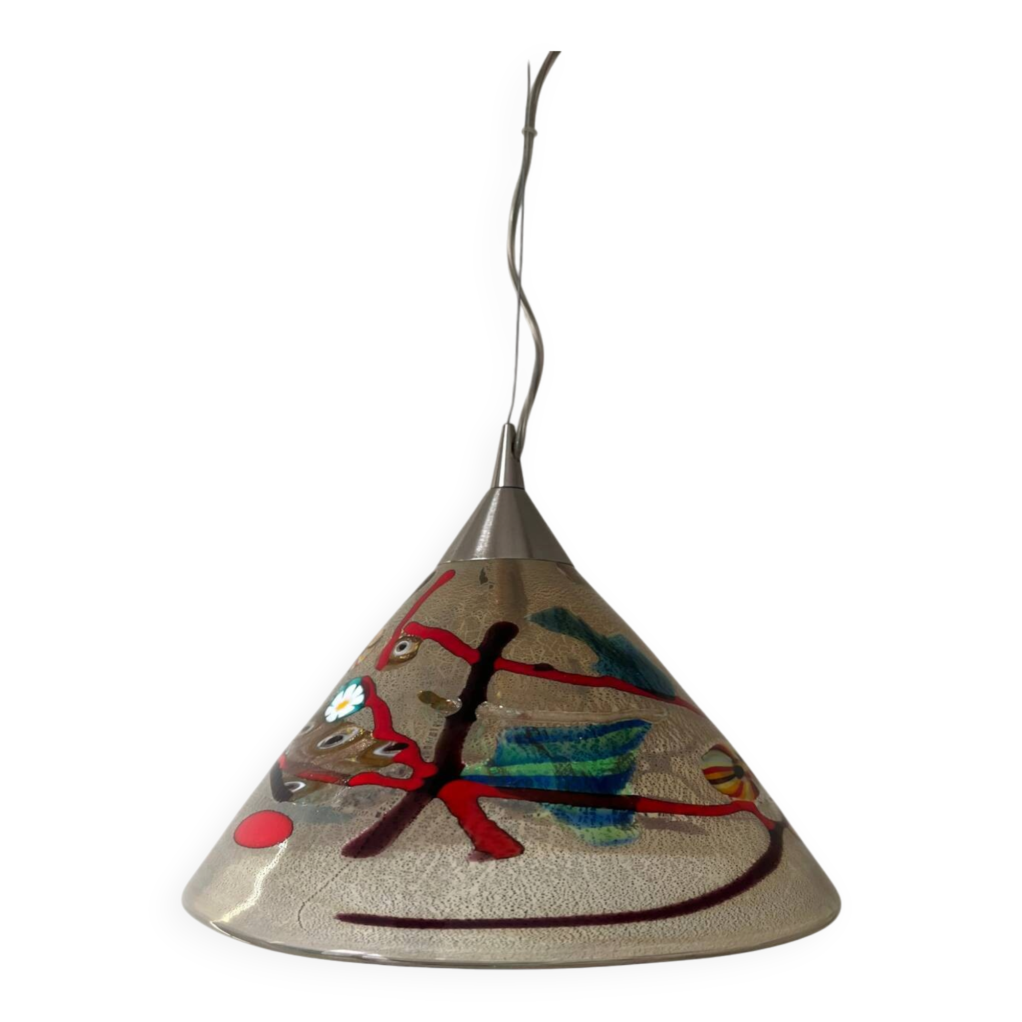 Vintage Murano glass conical pendant light