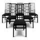 Set of 6 black lacquered Japonese-style chairs.
