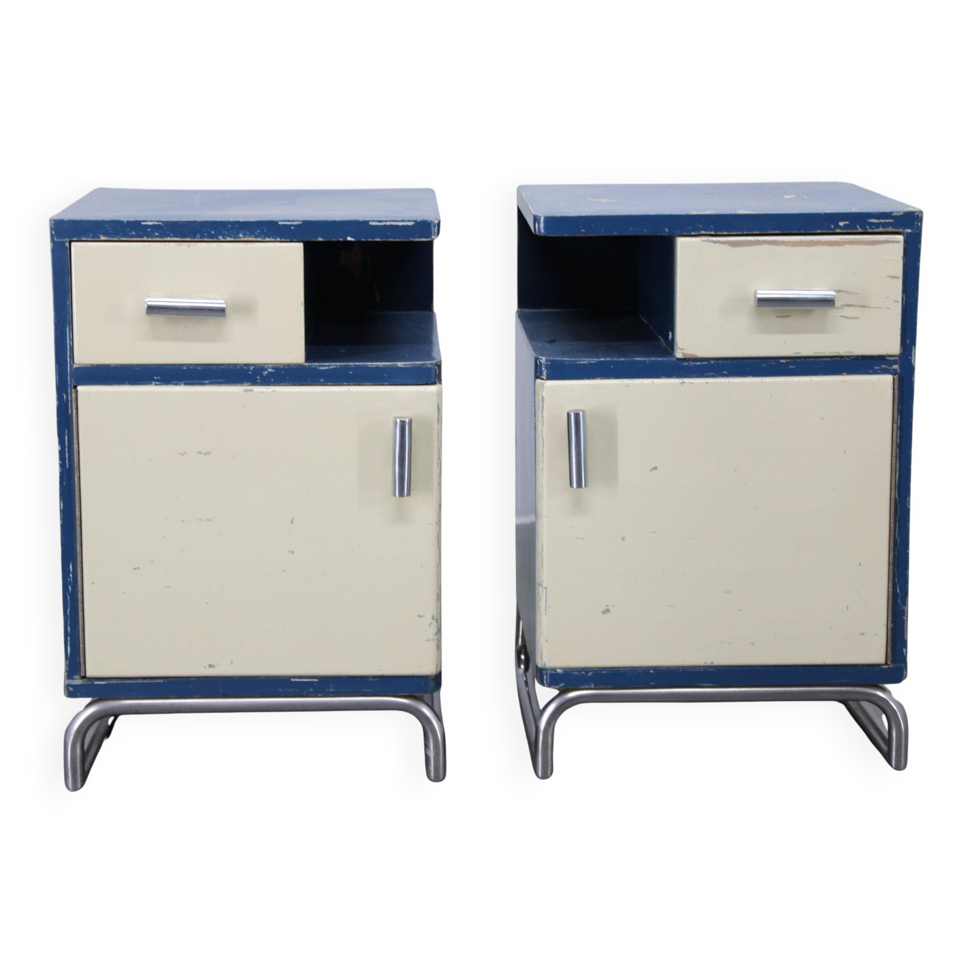 Pair of Bauhaus nightstands, Czechoslovakia, 1930s
