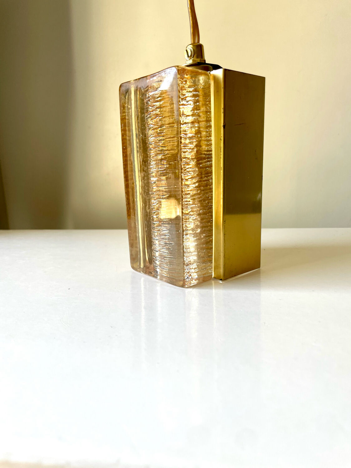 Scandinavian midcentury wall light in crystal and brass